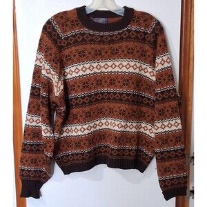 Vintage Pendleton Fair Isle Sweater Pullover Brown